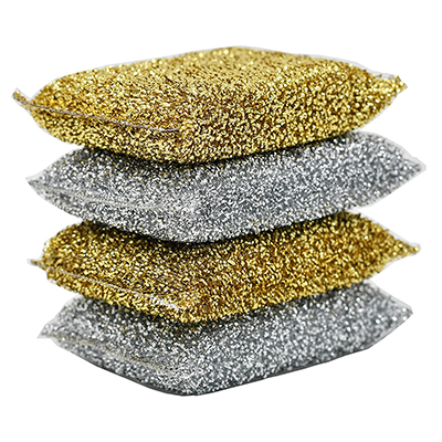 golded and silver scouring pad
